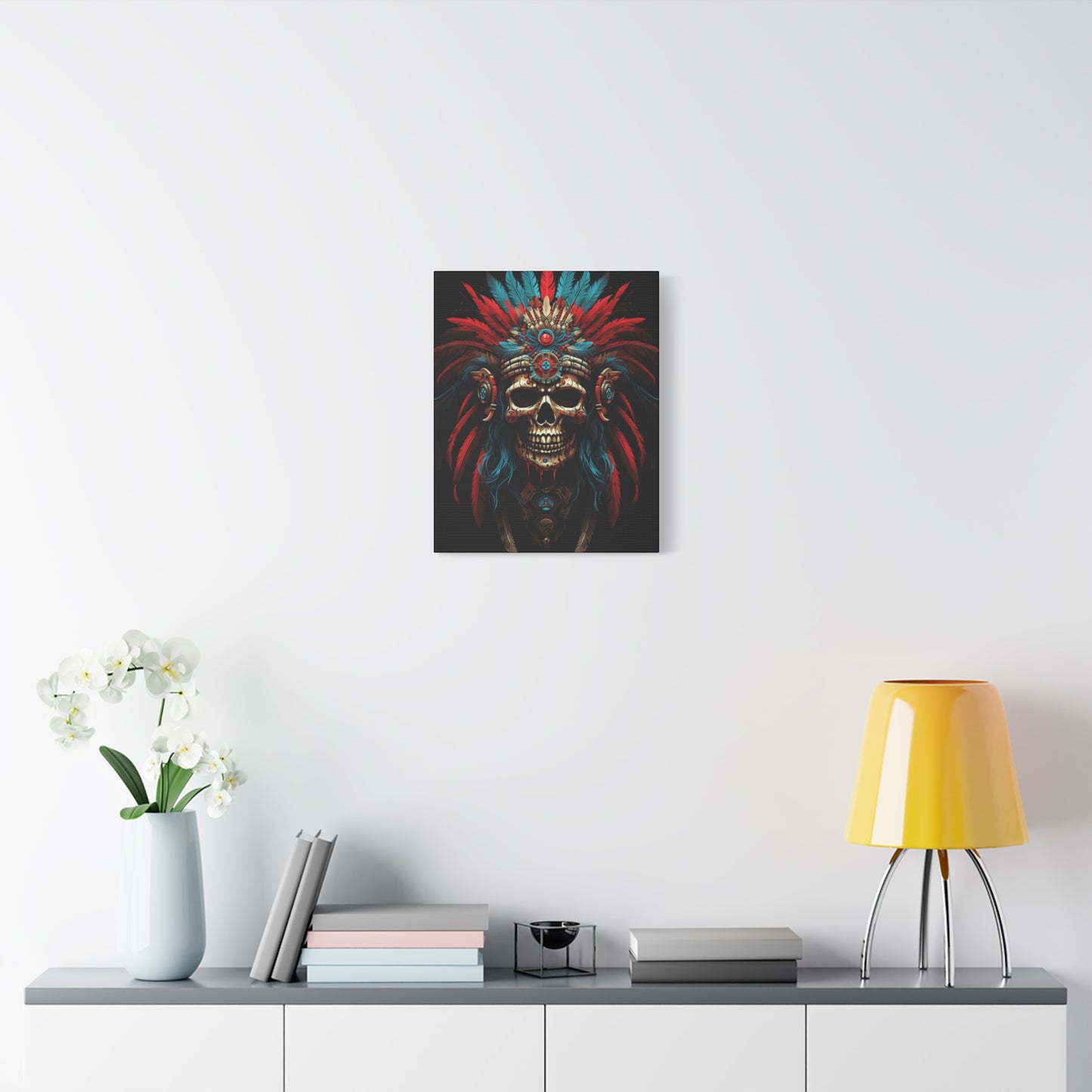 Bohemian Skull Canvas Print, Wall Art, Home Decor, Unique Gift, Ethnic Artwork, Colorful Wall Hanging - VYBE Shop