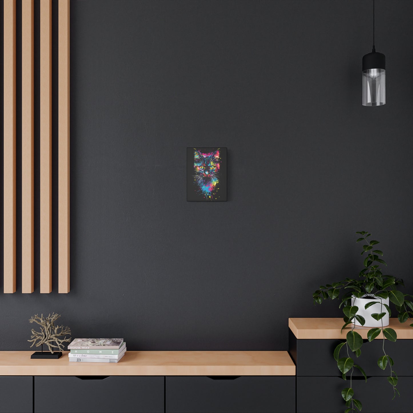 Neon Cat Art Canvas Wall Decor, Colorful Cat Portrait, Animal Wall Art, Cat Lover Gift, Home Decor - VYBE Shop