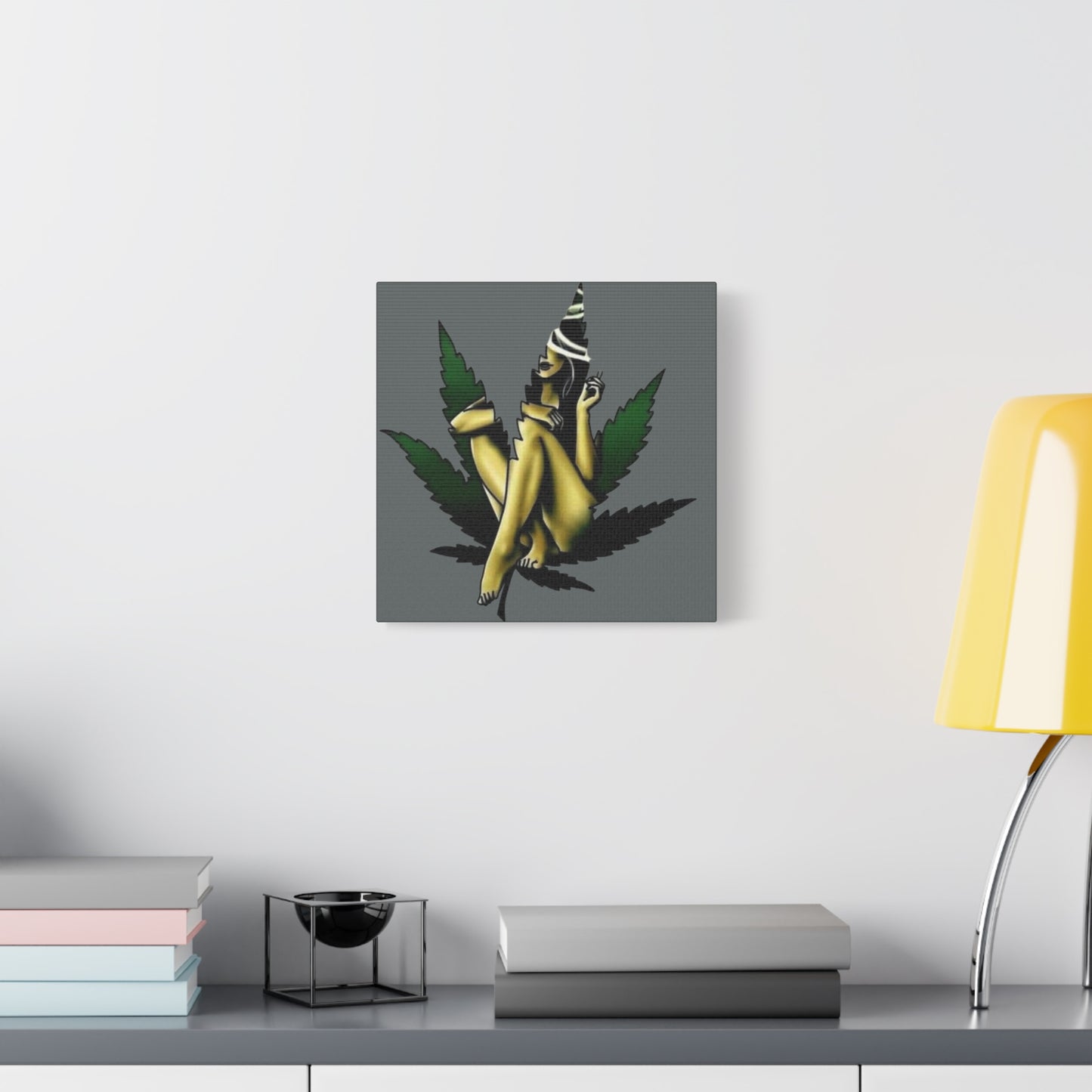 Artistic Cannabis Wall Canvas, Stretched Wall Art, Home Decor, Unique Gift, Bohemian Vibe, Chill Atmosphere - VYBE Shop