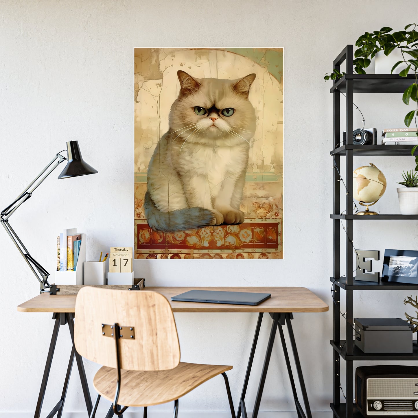 Glossy Cat Art Poster, Cat Lover Decor, Unique Cat Print - VYBE Shop
