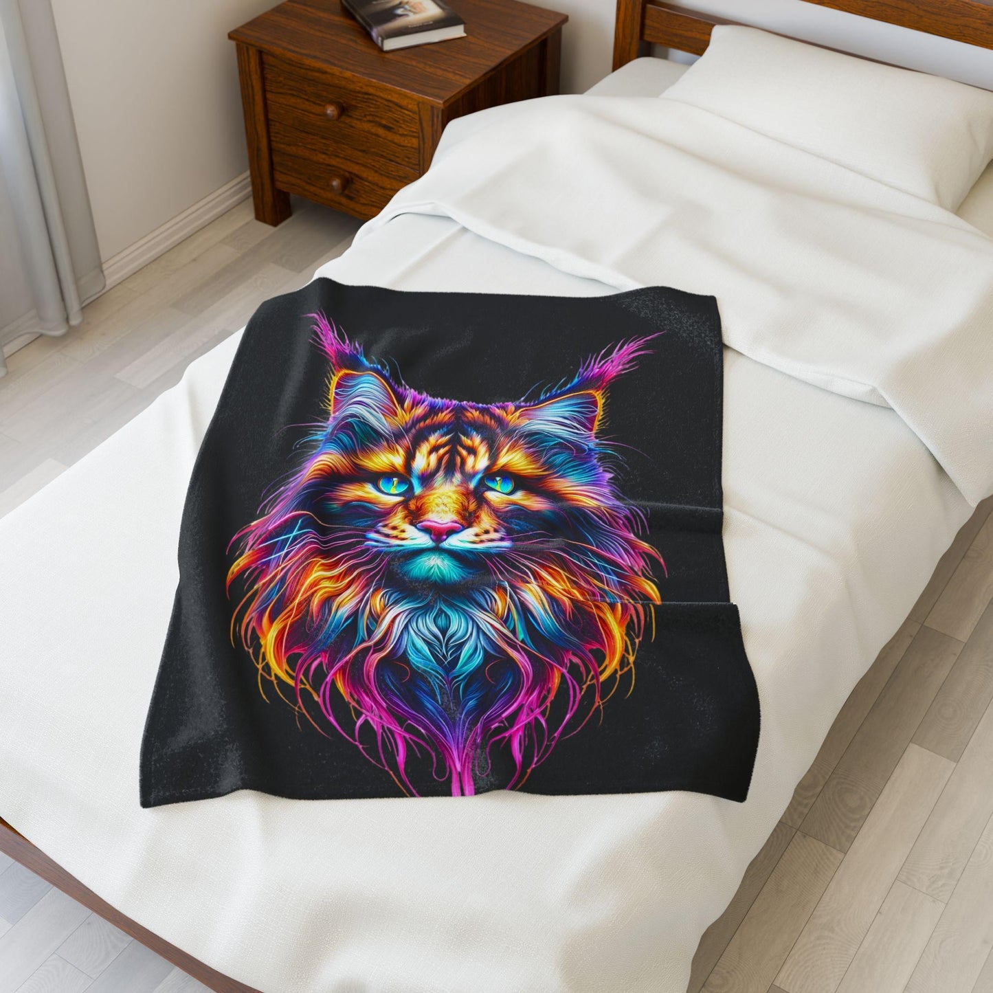 Vibrant Cat Plush Blanket, Cozy Cat Lover Gift, Colorful Decorative Th - VYBE Shop