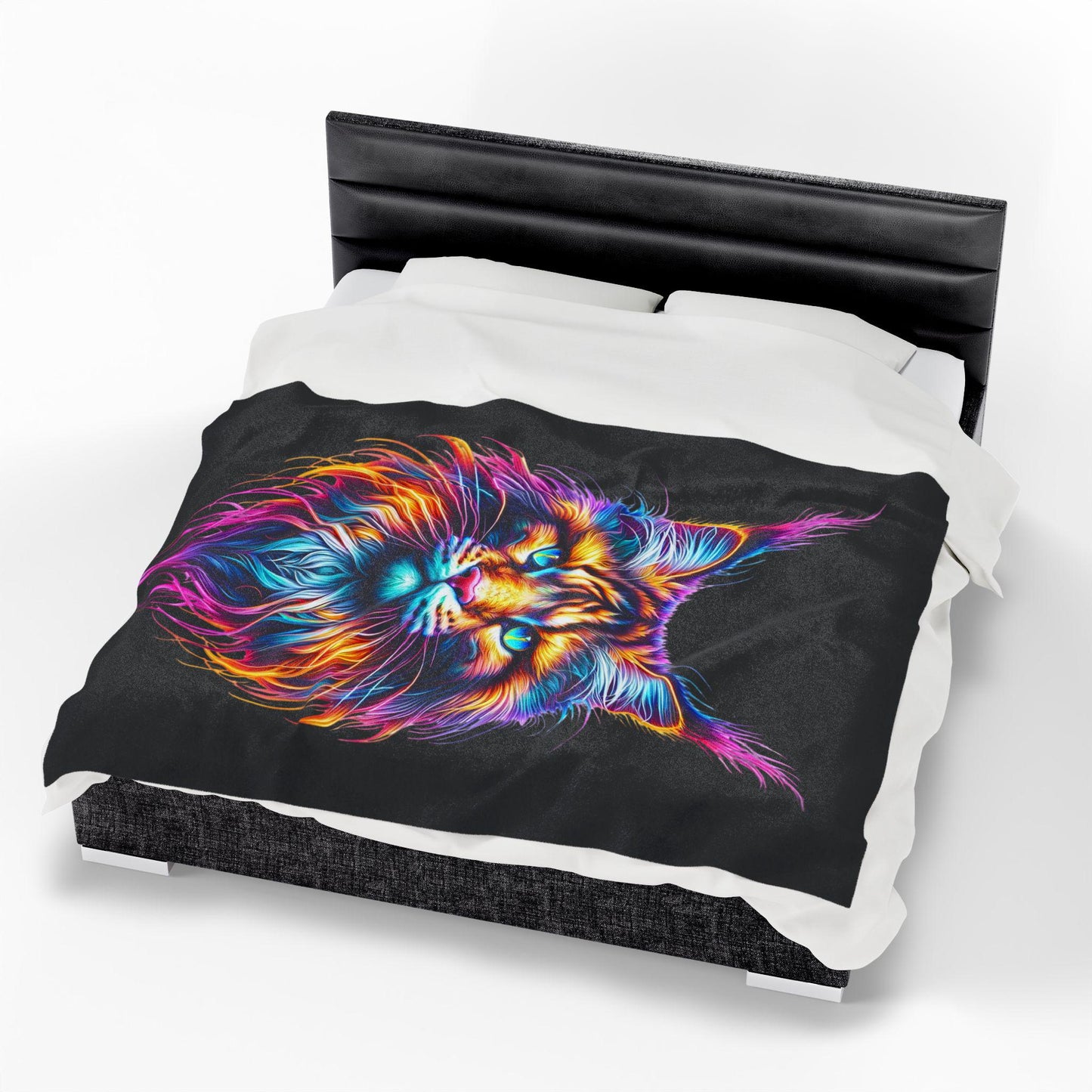 Vibrant Cat Plush Blanket, Cozy Cat Lover Gift, Colorful Decorative Th - VYBE Shop