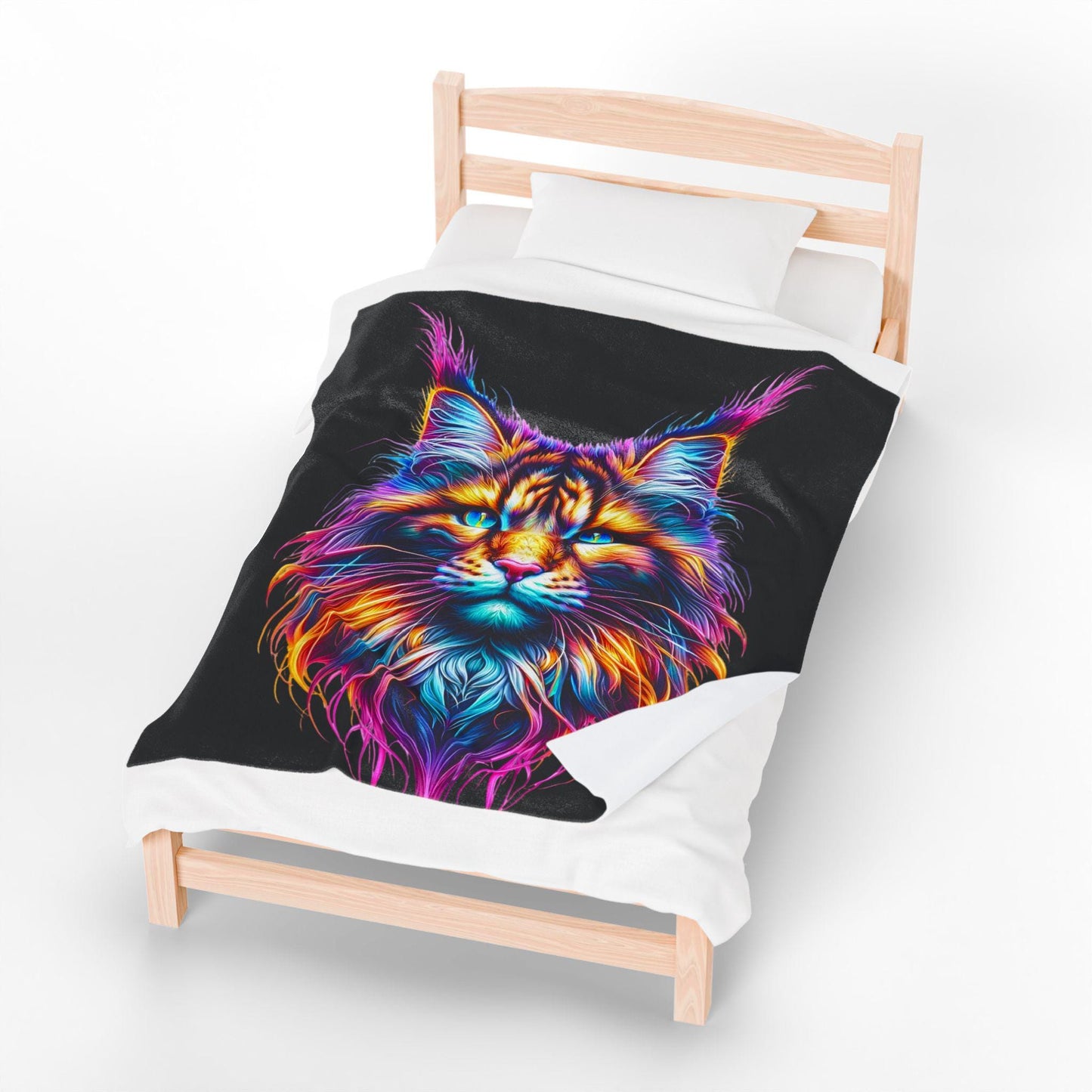 Vibrant Cat Plush Blanket, Cozy Cat Lover Gift, Colorful Decorative Th - VYBE Shop