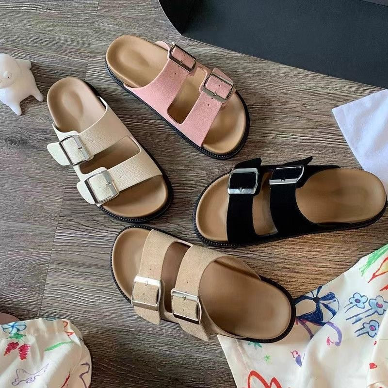 Thick-soled flip-flops Sandals with belt - VYBE
