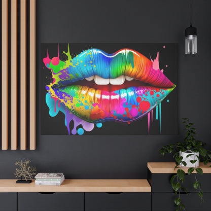 Neon Lip Art Canvas Wall Decor, Vibrant Lips Art, Pop Art Canvas, Home Decor, Gift for Art Lovers, Colorful Wall Art - VYBE Shop