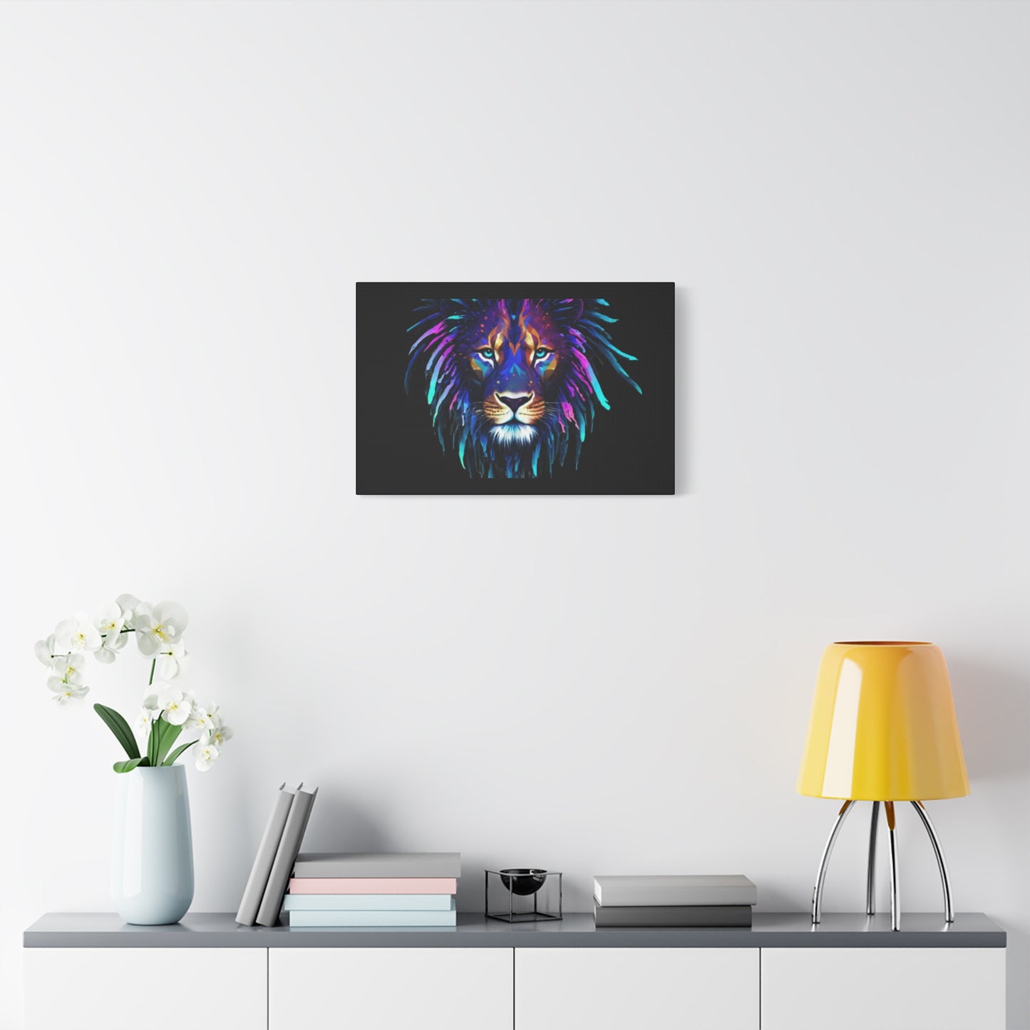 Neon Lion Canvas Wall Art, Colorful Home Decor, Animal Lover Gift, Jungle Theme Room Decoration, Unique Artwork for Living Room, [...] - VYBE Shop
