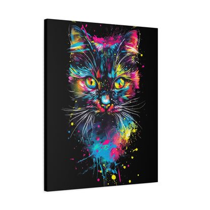 Vibrant Cat Art Canvas Wall Decor, Colorful Cat Portrait, Animal Wall Art, Cat Lover Gift, Home Decor - VYBE Shop