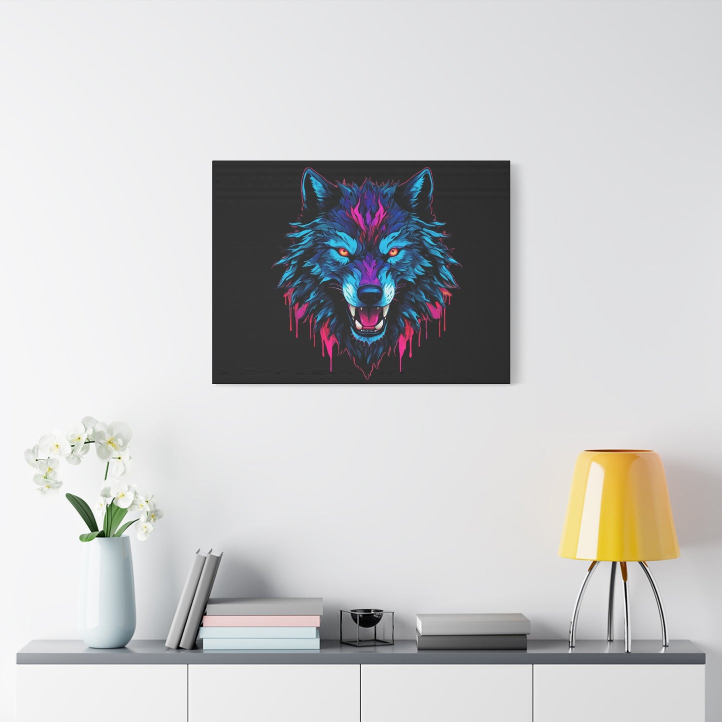 Neon Wolf Canvas Art, Colorful Wolf Wall Decor, Animal Lover Gift, Bold Home Decoration, Unique Art Print - VYBE Shop