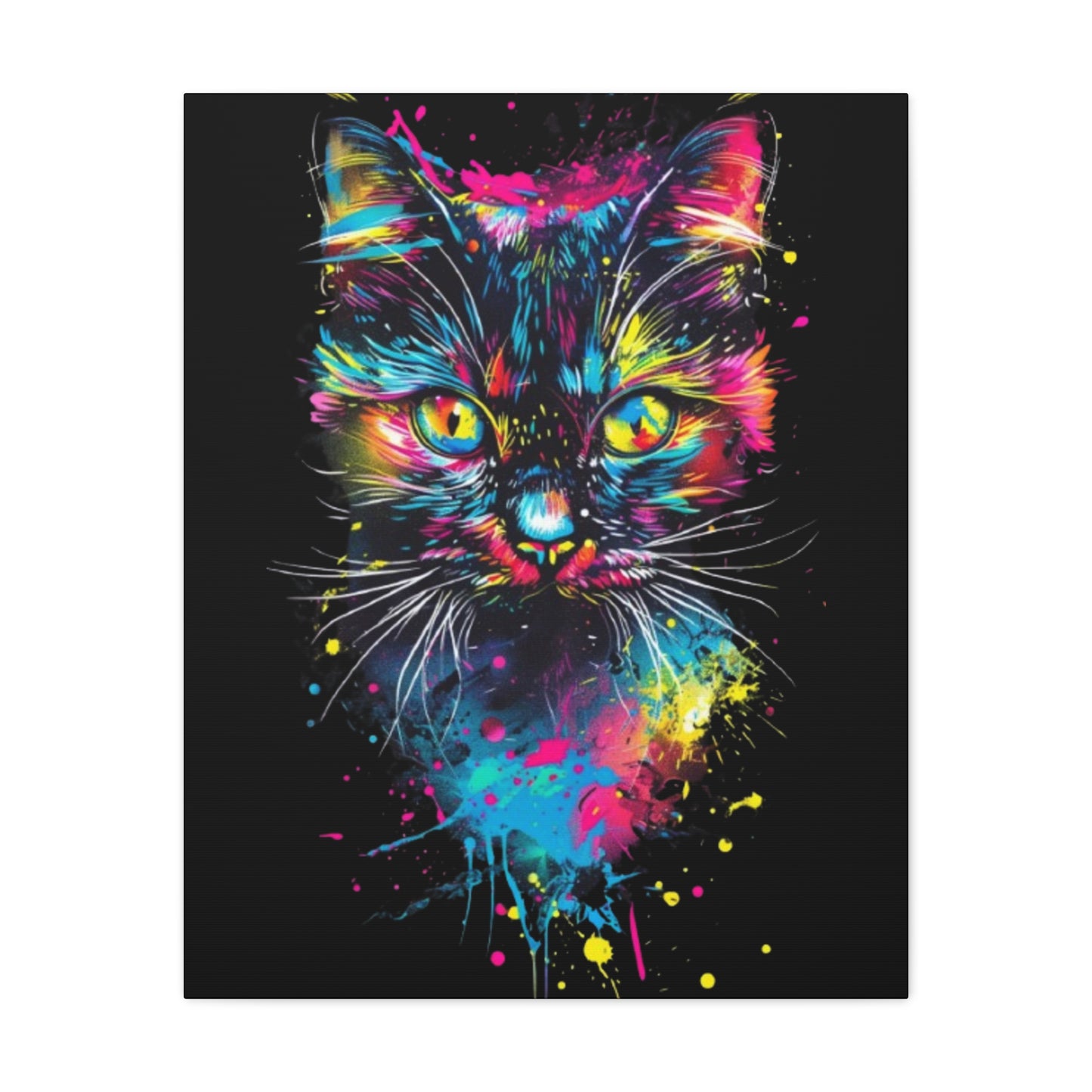Vibrant Cat Art Canvas Wall Decor, Colorful Cat Portrait, Animal Wall Art, Cat Lover Gift, Home Decor - VYBE Shop