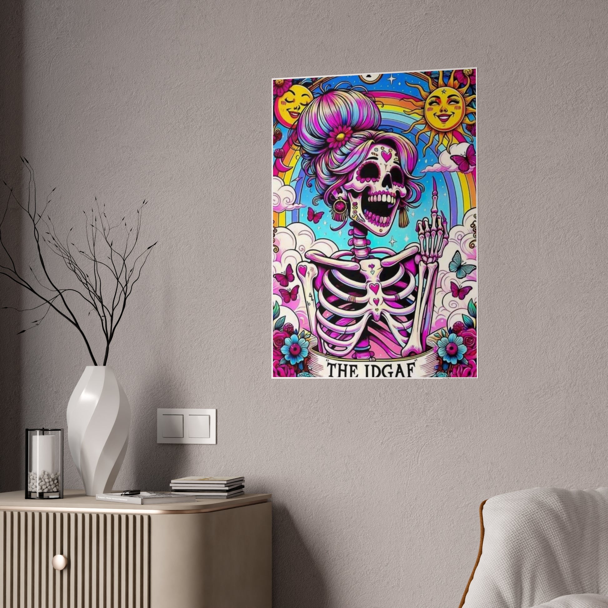 Idgaf Skeleton Wall Poster, Tarot - VYBE Shop