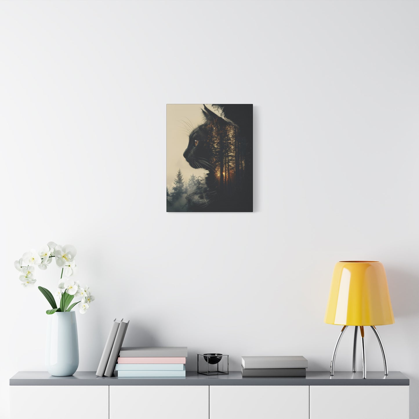 Enchanting Cat Forest Canvas Art Print, Matte Wall Decor for Cat Lovers, Perfect Gift for Home or Office, Pet Lover Decoration, [...] - VYBE Shop