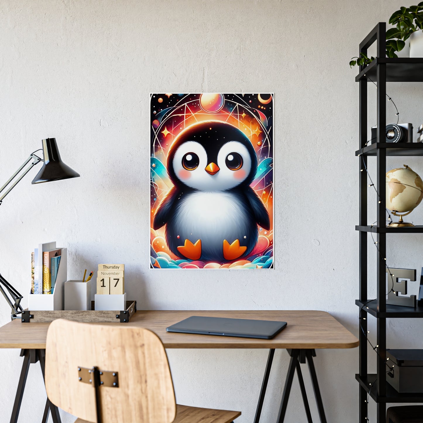 Whimsical Penguin Art Poster, Colorful Wall Decor - VYBE Shop