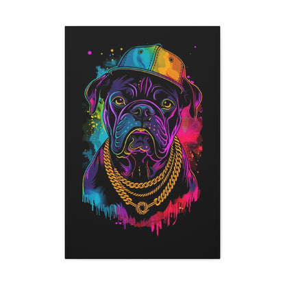 Neon Dog In Chain Matte Canvas, Stretched, 1.25" - VYBE Shop