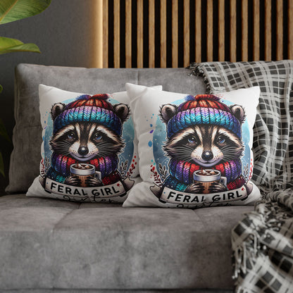 Feral Girl Winter Pillowcase - Cozy Decor for Animal Lovers, Perfect Winter Chill Vibe Home Accent Cushion Cover - VYBE Shop