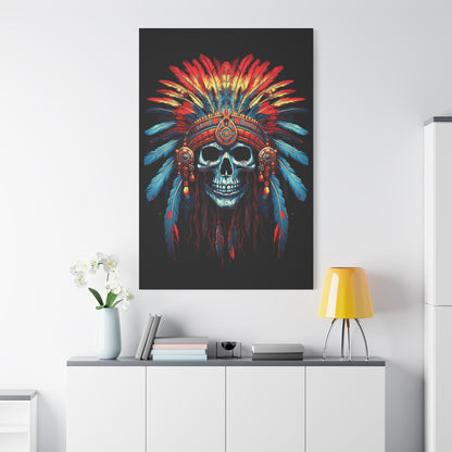 Vibrant Skull Canvas Art, Bohemian Decor, Wall Art, Home Decor, Unique Gift, Tribal Artwork, Colorful Wall Hanging - VYBE Shop