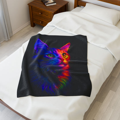 Neon Cat Velvet Blanket - VYBE Shop