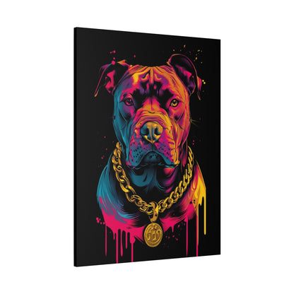Neon Pitbull Canvas Art, Pet Lover Wall Decor, Modern Home Decor, Unique Gift for Dog Lovers, Vibrant Animal Portrait - VYBE Shop