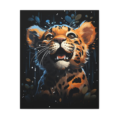 Whimsical Canvas Art, Cute Leopard Wall Decor, Animal Lover Gift, Kids Room Wall Art, Safari Theme Decor - VYBE Shop