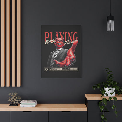 Devil Themed Canvas Wall Art, Playing With Fire Decor, Unique Home Decoration, Halloween Gift, Quirky Art for Office - VYBE Shop