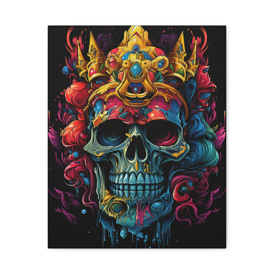 Vibrant Skull Canvas Art, Wall Decoration, Gothic Home Decor, Colorful Artwork, Unique Gift for Halloween, Artistic Wall Hanging - VYBE Shop