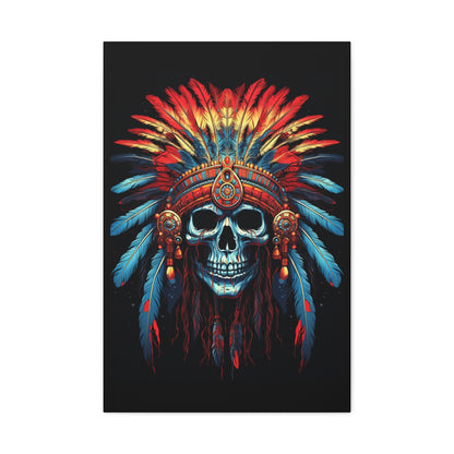 Vibrant Skull Canvas Art, Bohemian Decor, Wall Art, Home Decor, Unique Gift, Tribal Artwork, Colorful Wall Hanging - VYBE Shop