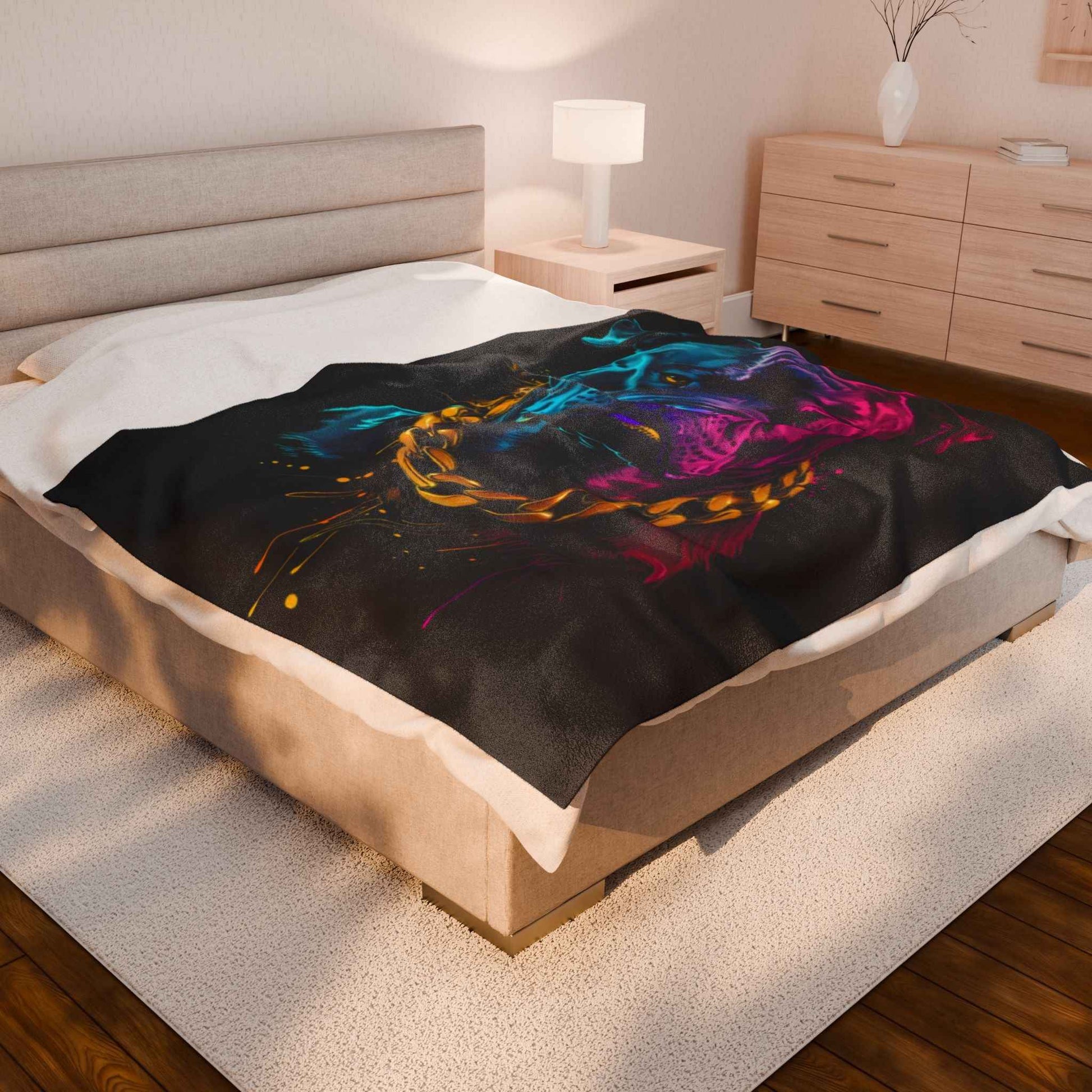 Colorful Dog Art Plush Blanket