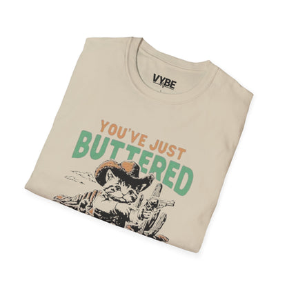 Funny- You've Just Buttered Your Last Biscuit T-shirt, Cute Cowboy Kitten Design - VYBE Shop