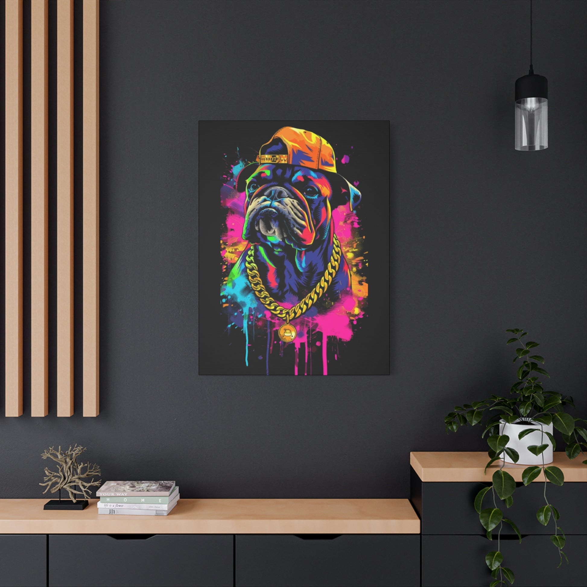 Vibrant Dog In Chain Canvas Print - VYBE Shop