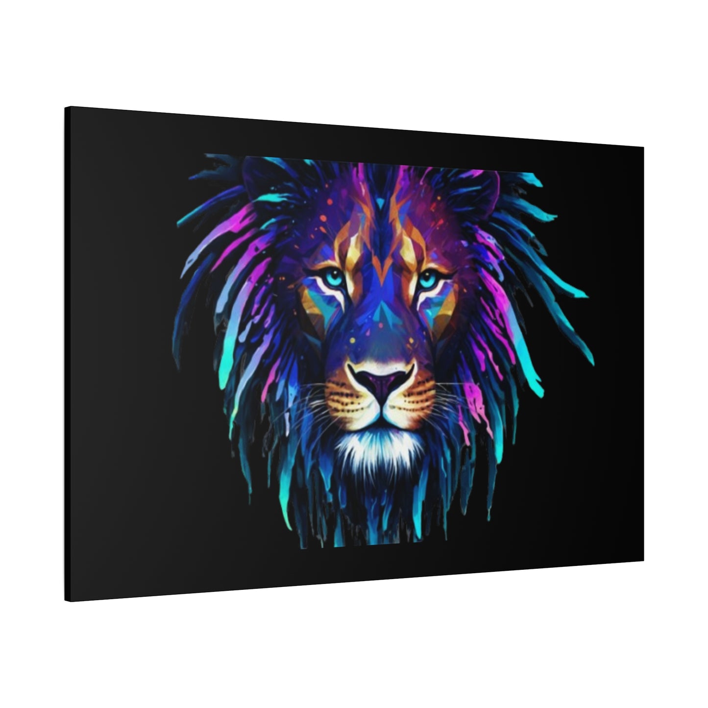 Neon Lion Canvas Wall Art, Colorful Home Decor, Animal Lover Gift, Jungle Theme Room Decoration, Unique Artwork for Living Room, [...] - VYBE Shop