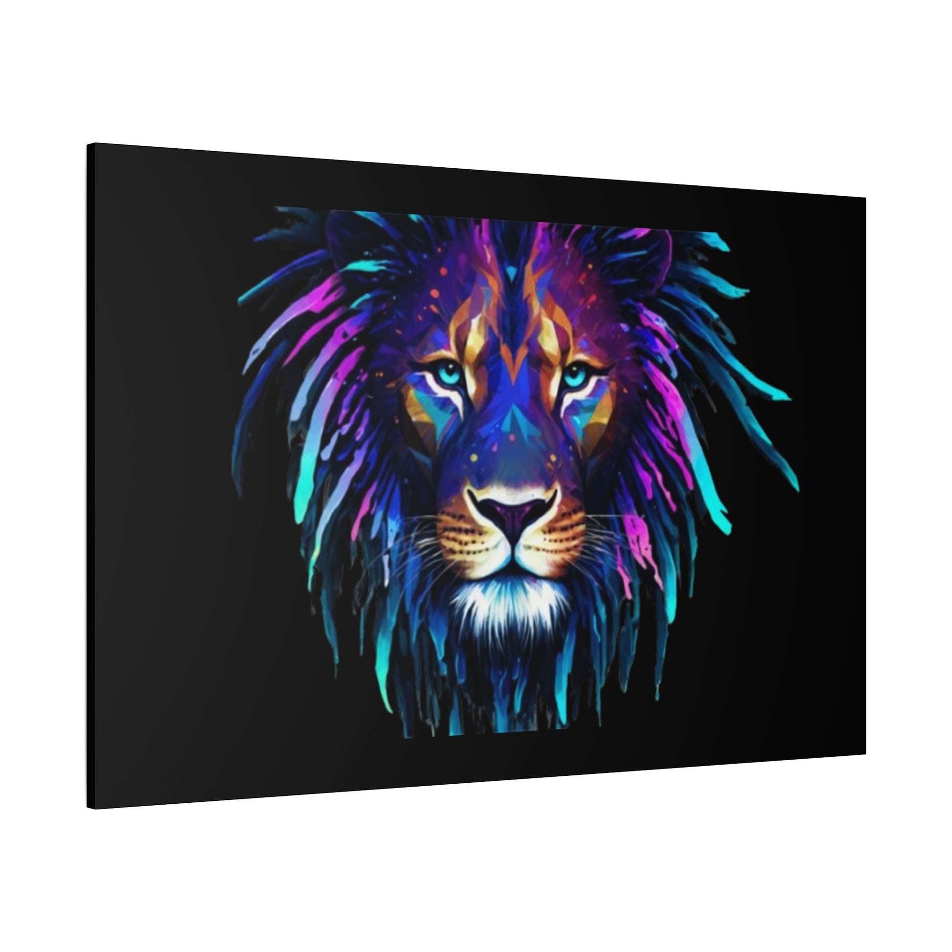 Neon Lion Canvas Wall Art, Colorful Home Decor, Animal Lover Gift, Jungle Theme Room Decoration, Unique Artwork for Living Room, [...] - VYBE Shop