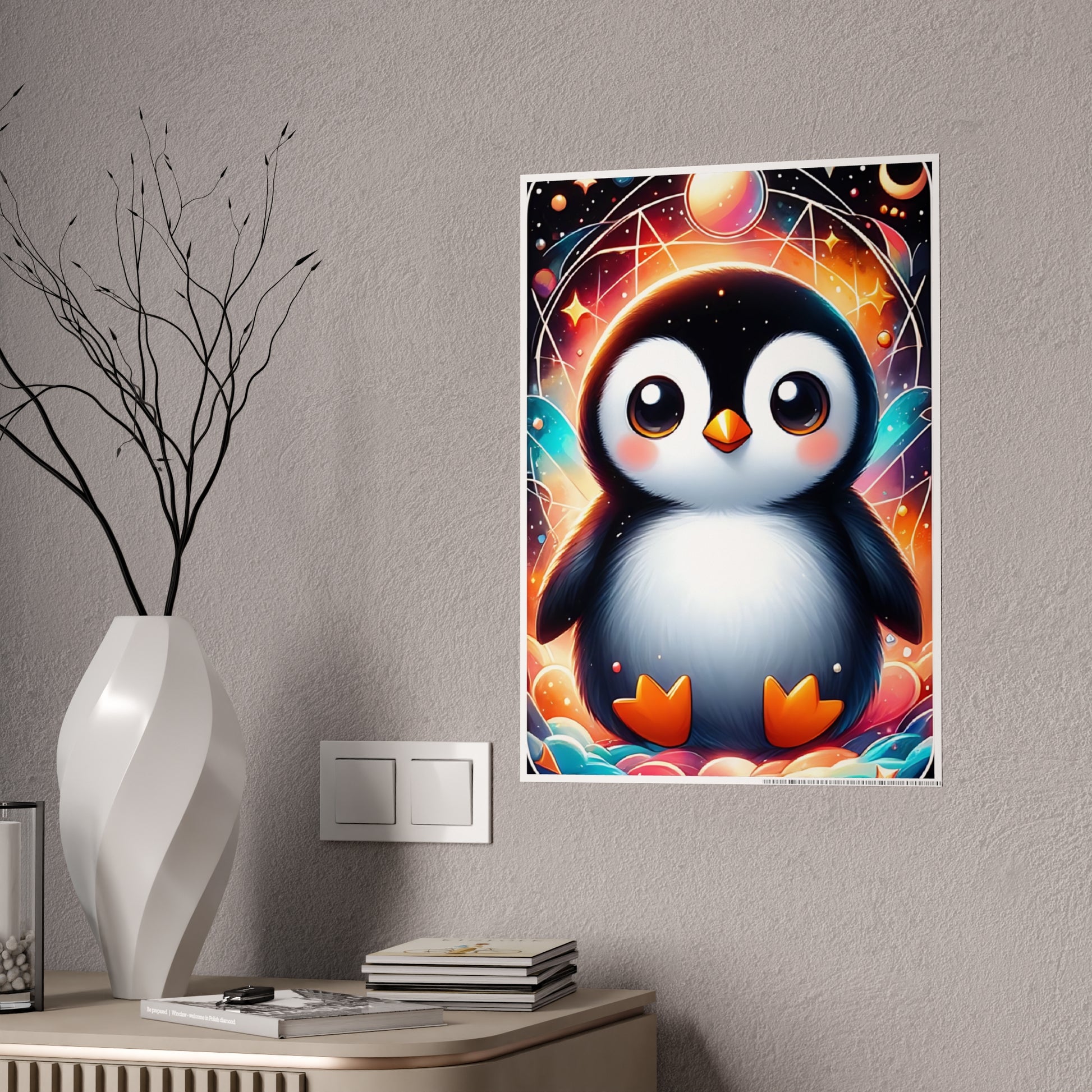 Whimsical Penguin Art Poster, Colorful Wall Decor - VYBE Shop