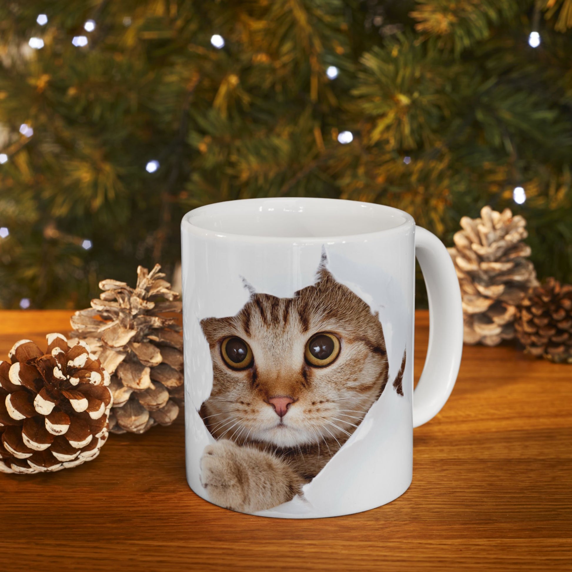 Cute Cat Ceramic Mug | Peek-a-Boo Design | Adorable Gifts for Cat Lovers | 11oz & 15oz Options - VYBE Shop