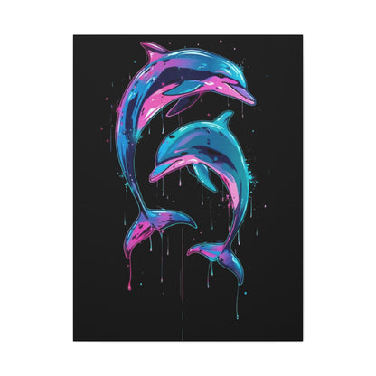 Neon Dolphin Design, Framed Canvas - VYBE Shop