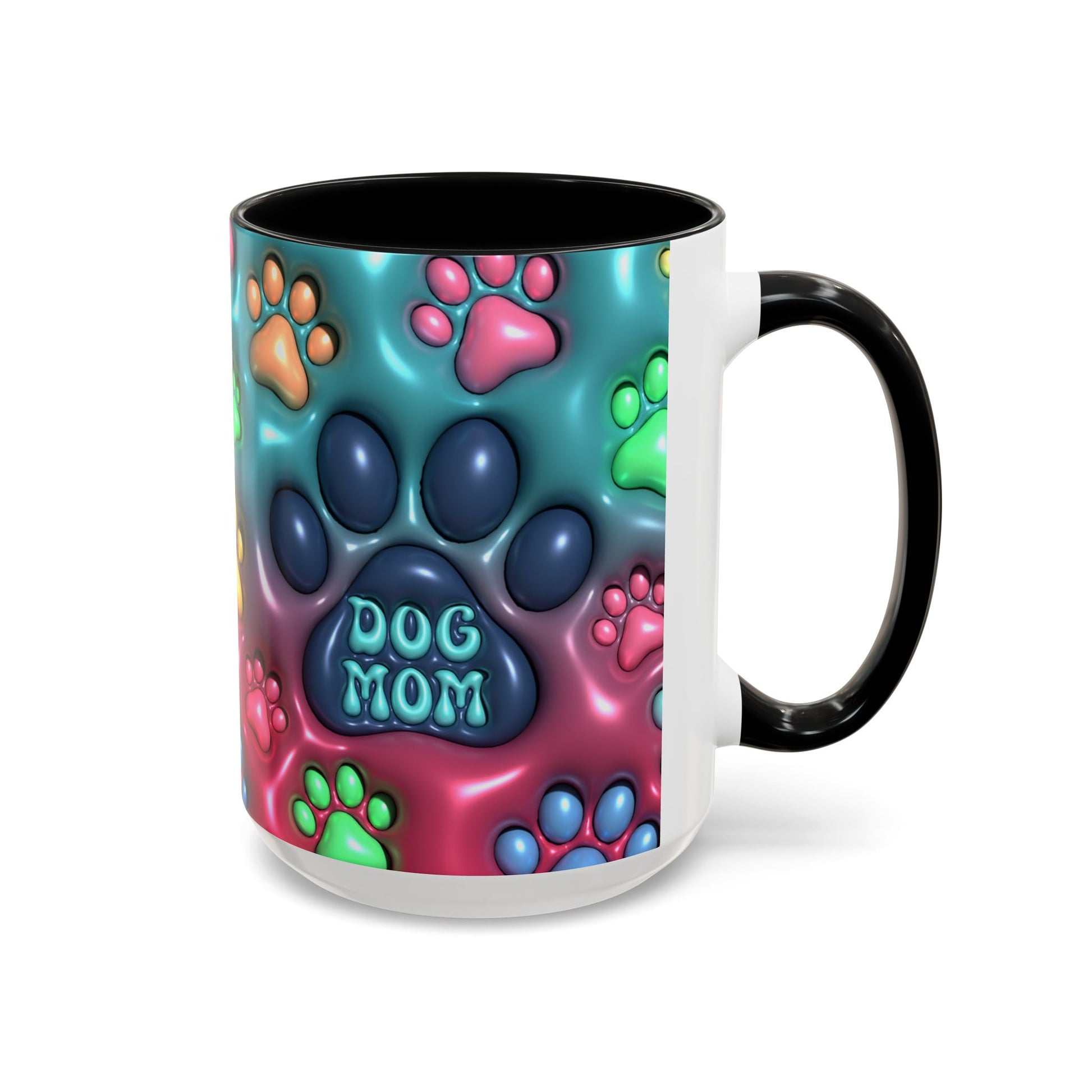 Colorful Dog Mom Coffee Mug, Inflated 3d Design, 11Oz or 15Oz - VYBE