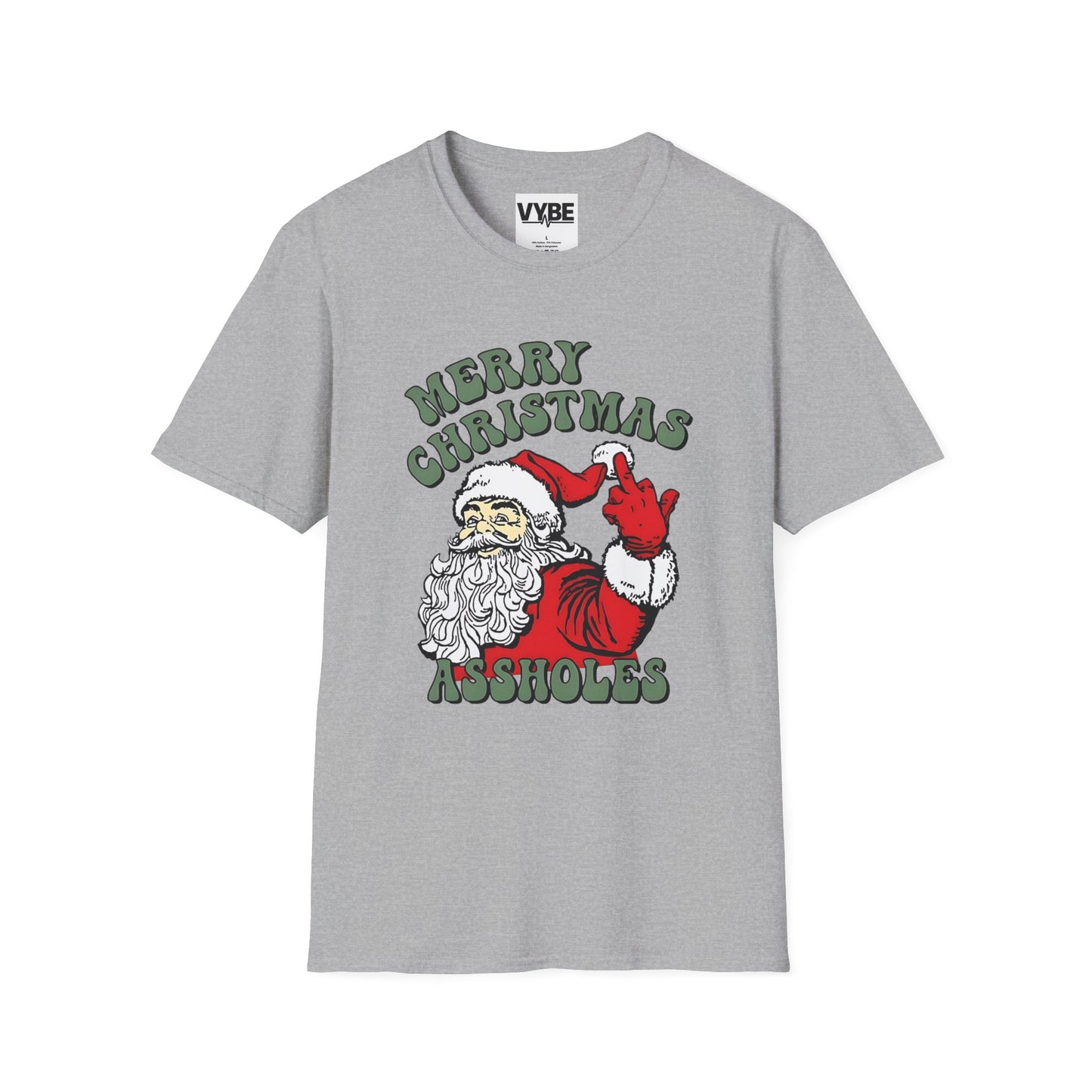 Christmas- Funny T-Shirt, Merry Christmas A**holes Graphic Tee, Holiday Humor Shirt, Gift for Him/Her - VYBE Shop