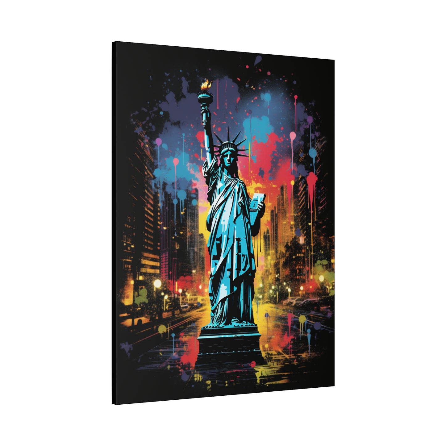 Colorful Liberty Canvas Wall Art, New York City Decor, Gift for Patriot, Home Office Wall Art, Vibrant Modern Artwork - VYBE Shop