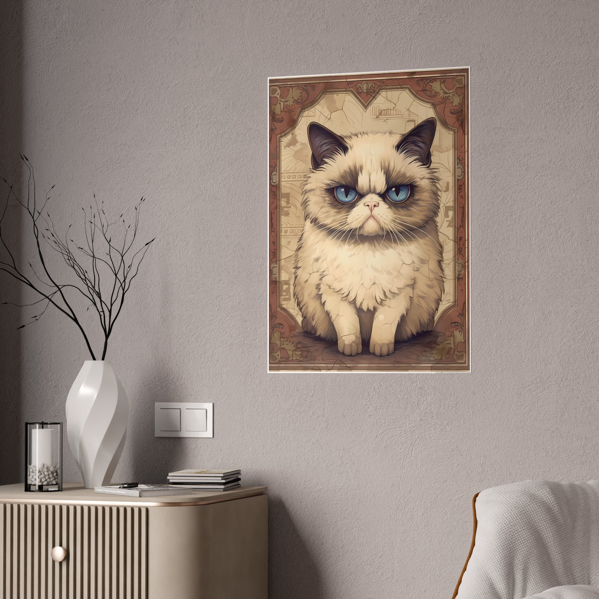 Grumpy Cat Art Poster, Cute Cat Poster - VYBE Shop