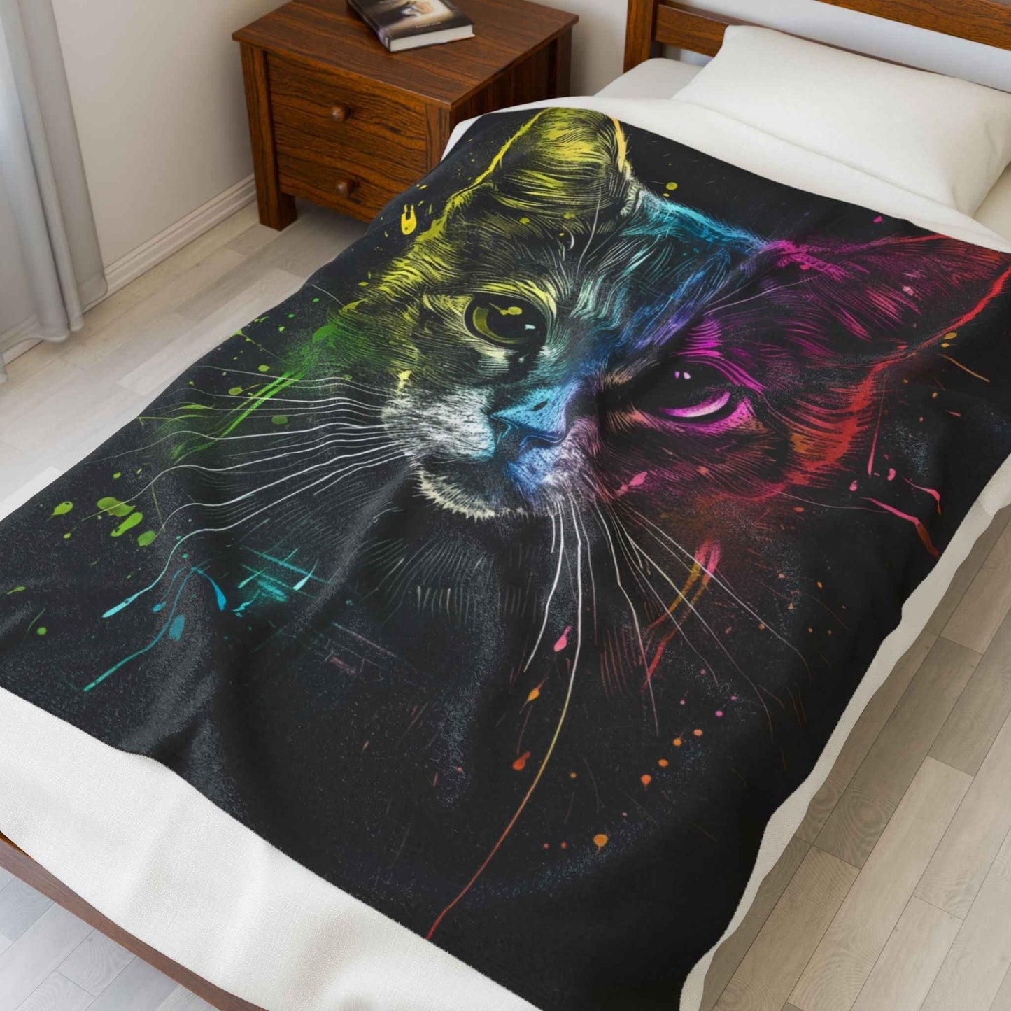 Rainbow Cat Blanket - Cozy Plush Throw for Cat Lovers