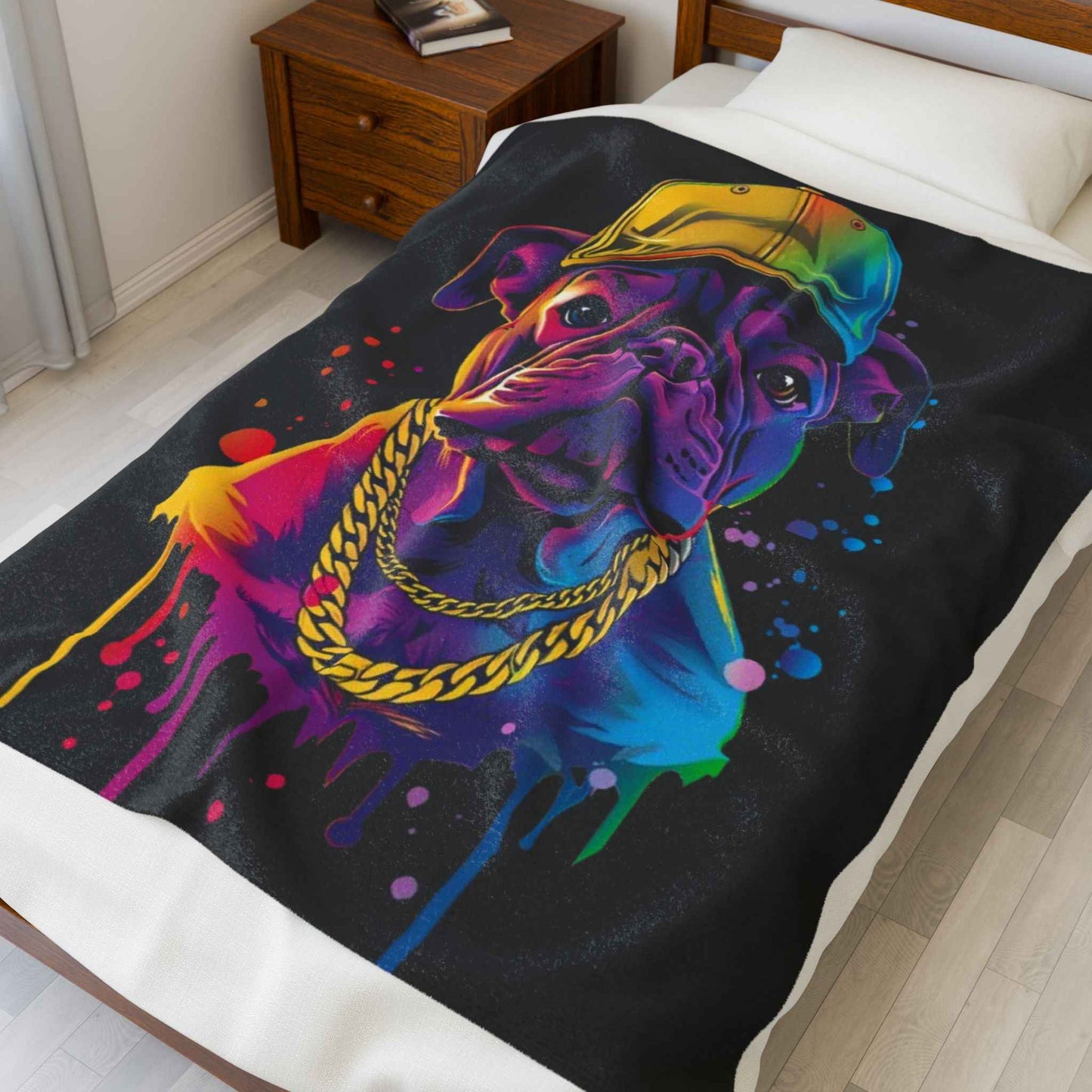 Vibrant Dog-Themed Plush Blanket