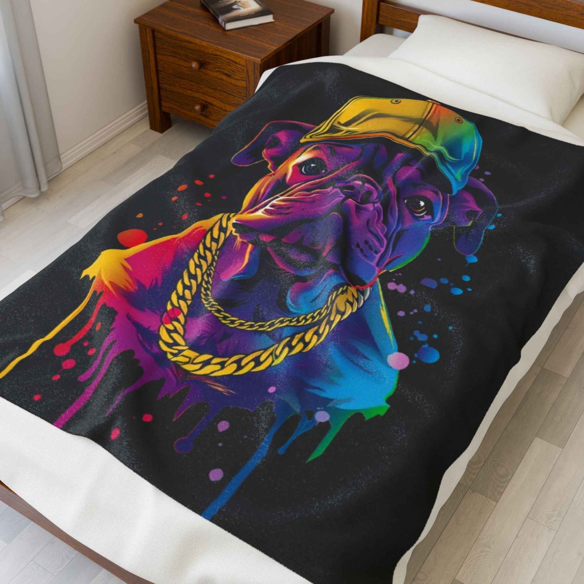 Vibrant Dog-Themed Plush Blanket