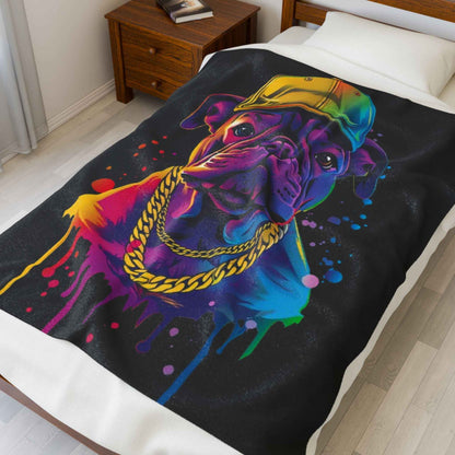 Vibrant Dog-Themed Plush Blanket