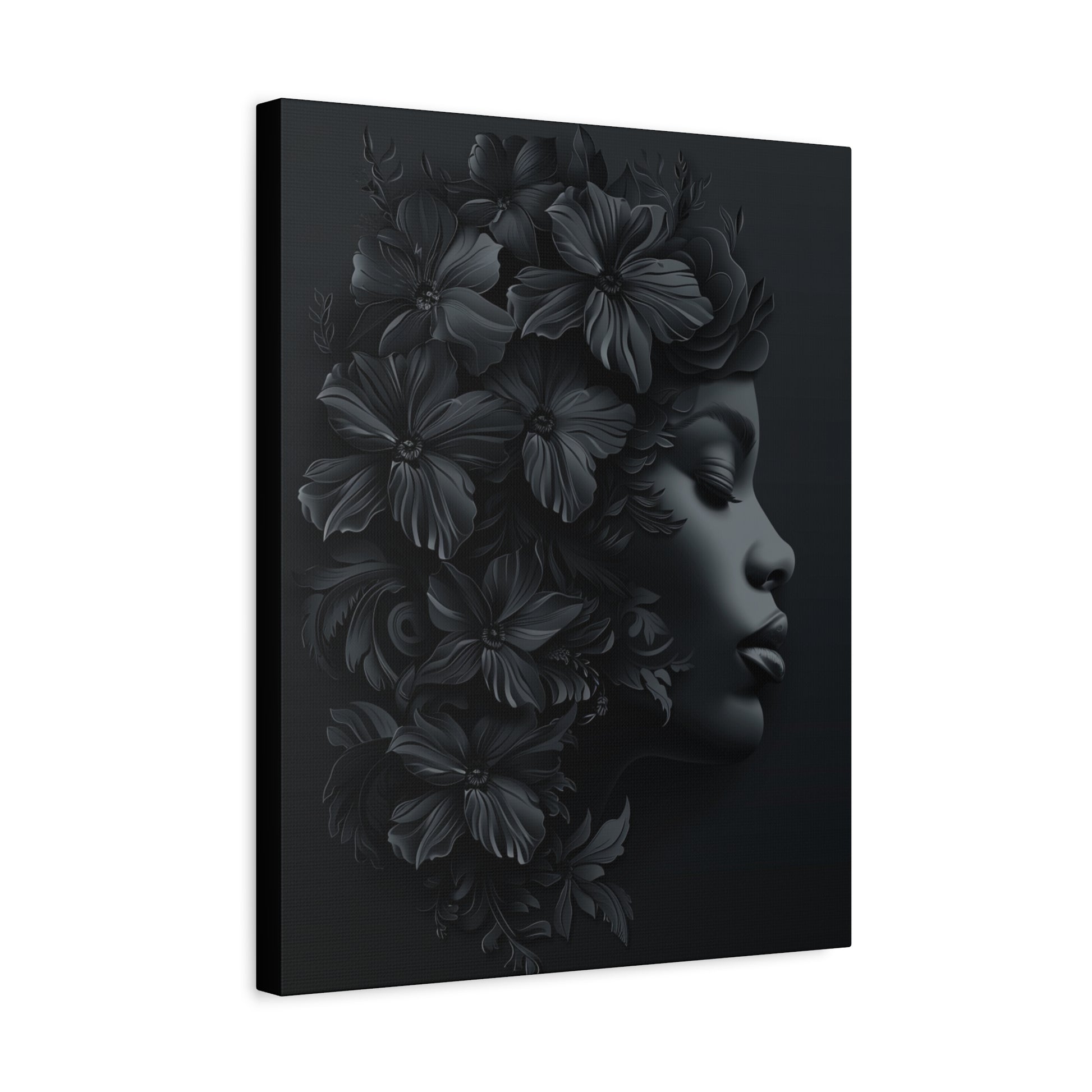 Elegant Floral Canvas Wall Art, Modern Home Decor, Black and White Art, Contemporary Living Room Decor, Gift for Her, Minimalist Art - VYBE Shop