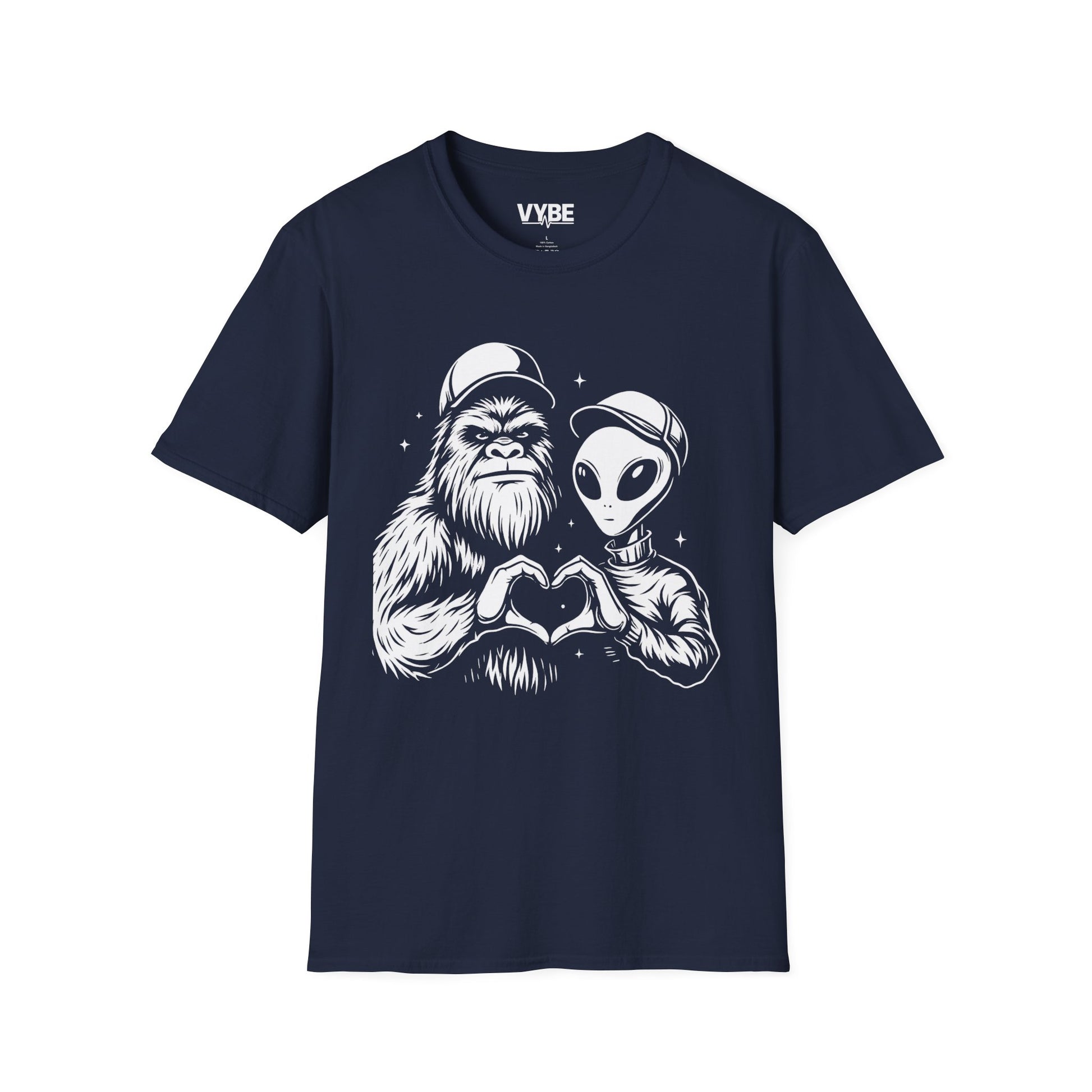 Funny- Yeti and Alien Love Graphic Tee - VYBE Shop