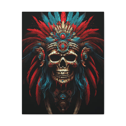 Bohemian Skull Canvas Print, Wall Art, Home Decor, Unique Gift, Ethnic Artwork, Colorful Wall Hanging - VYBE Shop