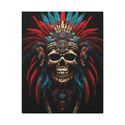 Bohemian Skull Canvas Print, Wall Art, Home Decor, Unique Gift, Ethnic Artwork, Colorful Wall Hanging - VYBE Shop