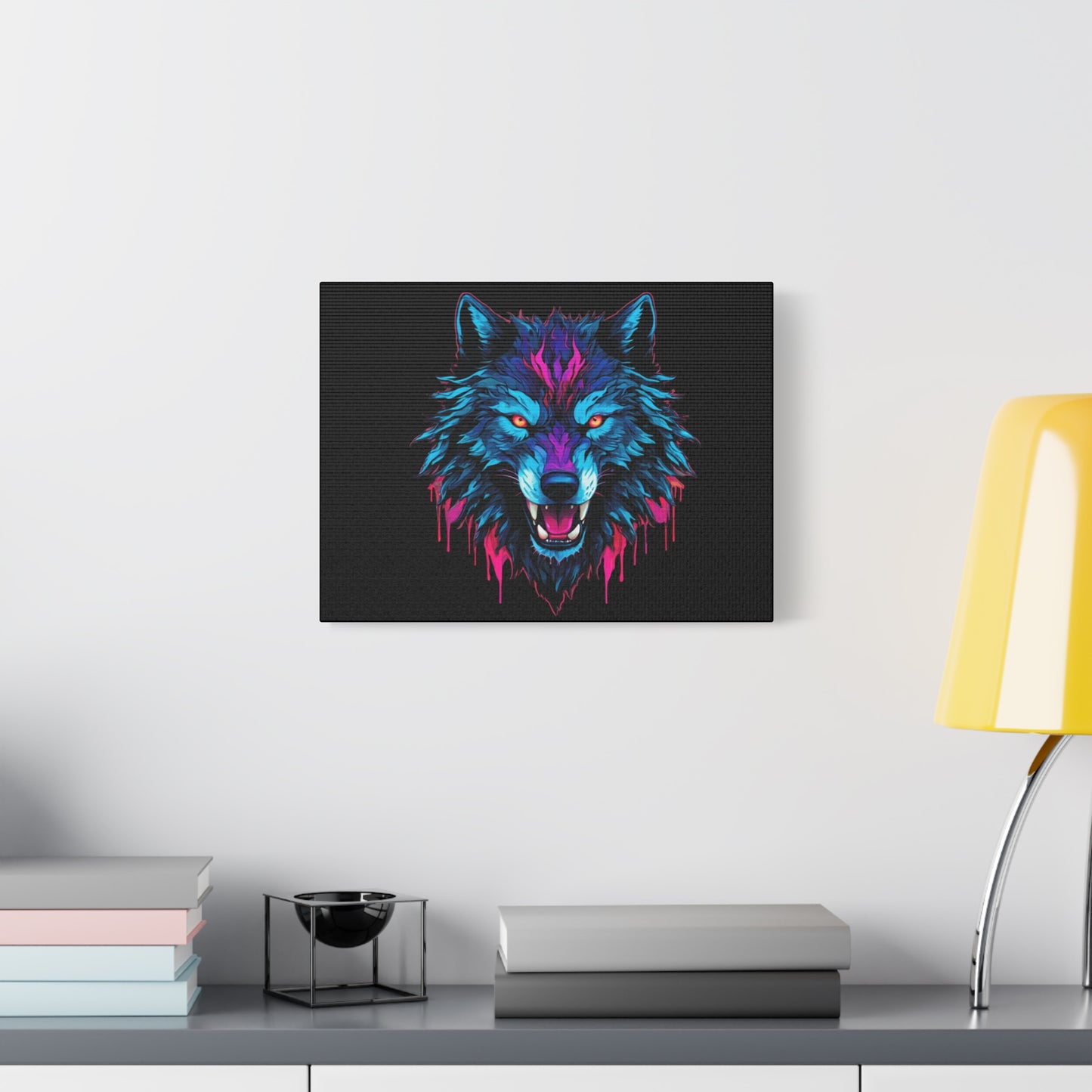 Neon Wolf Canvas Art, Colorful Wolf Wall Decor, Animal Lover Gift, Bold Home Decoration, Unique Art Print - VYBE Shop