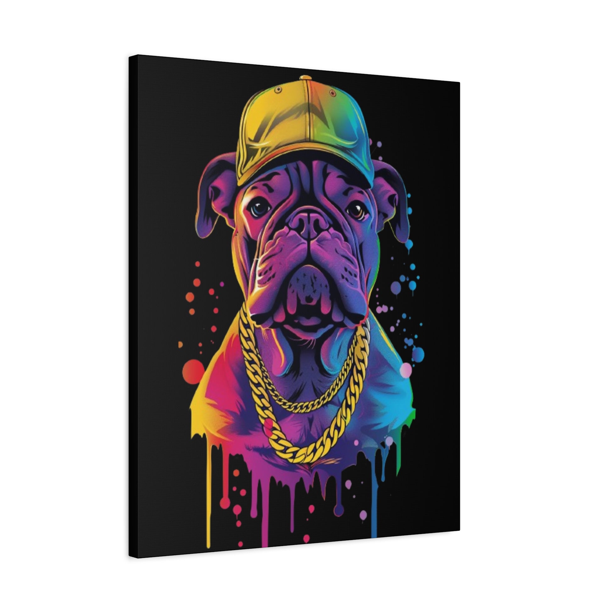 Neon Dog Portrait Canvas Art, Stretched Wall Decor, Pet Lover Gift, Funky Home Decor, Dog Themed Artwork, Unique Dog Gift - VYBE Shop