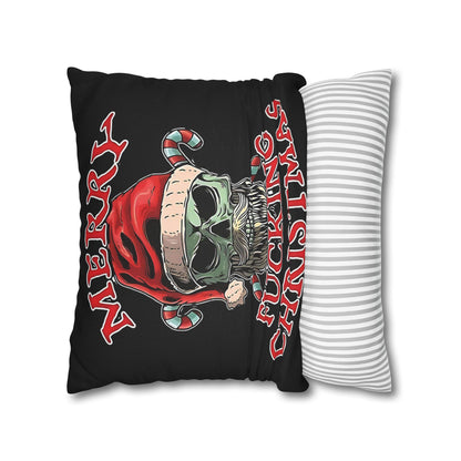 Gothic Christmas Pillowcase - Merry F***ing Christmas Cushion Cover, Edgy Holiday Decor & Unique Gift - VYBE Shop