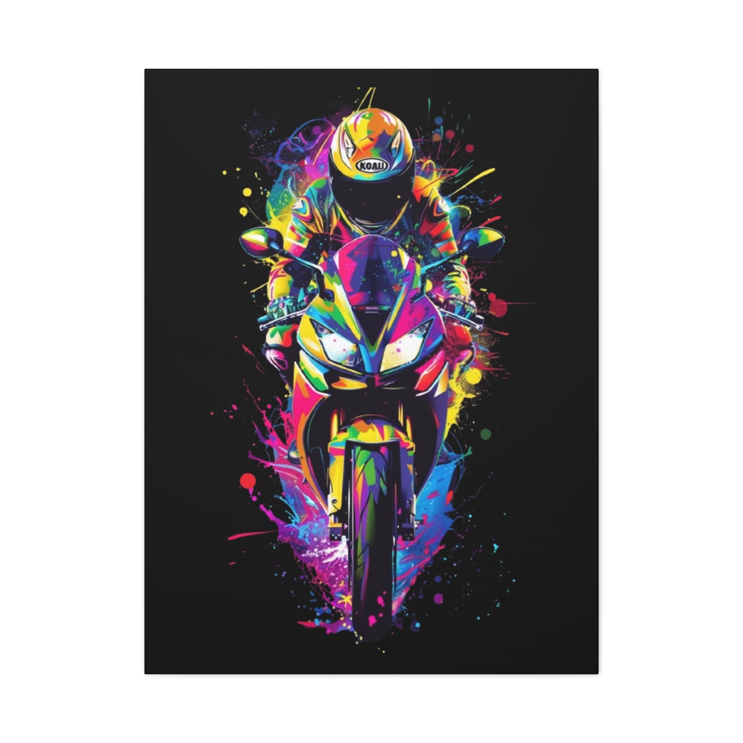Neon Motorcycle Canvas Art, Perfect for Bikers, Home Decor, Gifts for Riders, Colorful Wall Art, Bike Lover's Gift - VYBE Shop