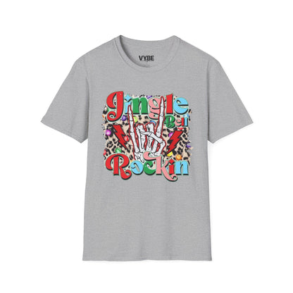 Christmas- Festive Rockin' Unisex T-Shirt Cute Edgy Skeleton Christmas Gift - VYBE Shop